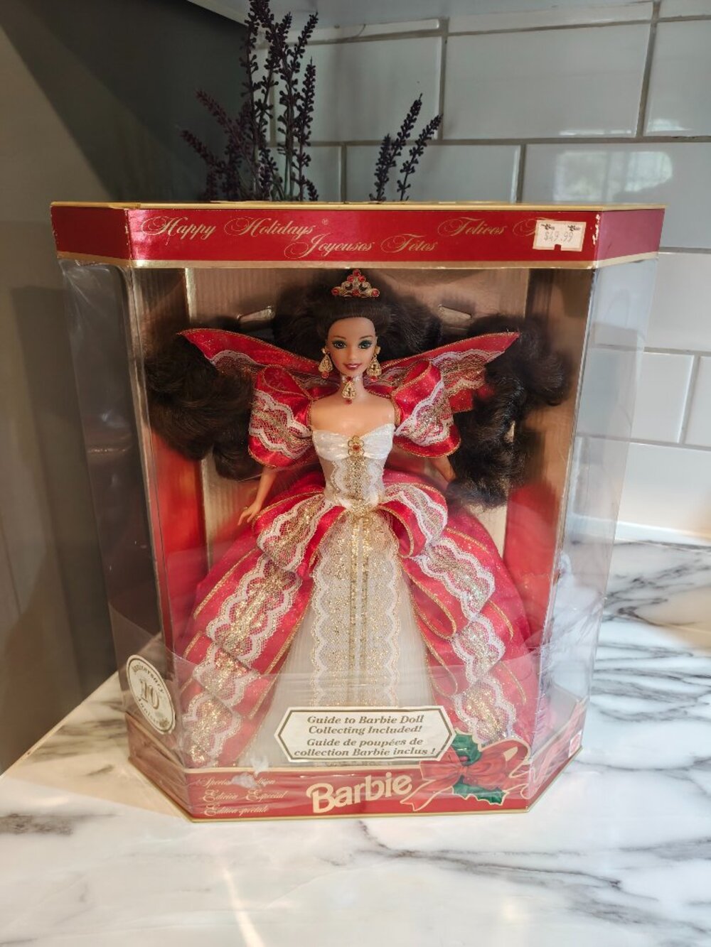 1997 Happy Holidays Barbie 10th Anniversary Special Edition Brunette Mattel